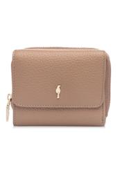 Small pink leather women's wallet PORES-0802H-5D(W26), front product view on white background.