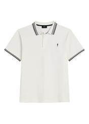 Cream men's polo shirt POLMT-0091-0B(W26), front product view on white background.