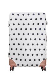 Large suitcase cover with polka dots AW-013-0007-0P-L(W26), front product view on the suitcase.