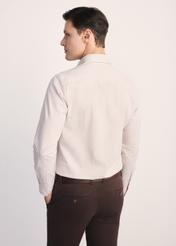 Men's cotton shirt in light beige checks KOSMT-0277-24(Z25), view of the product from the back on the model, half of the silhouette visible.