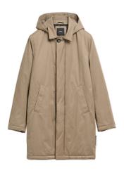 Men's long dark beige jacket KURMT-0441-1C(Z26), front product view on white background.