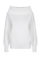 Cream women's sweater with spacious collar SWEDT-0181-12(Z23)-04