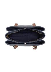 Navy blue women's shopper bag TOREC-1260-7E(Z26), product view inside on a light background.