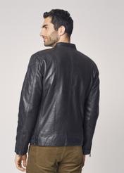 Men's leather jacket with a delicate collar KURMS-0246-5369(Z21)-04