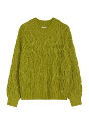 Lime women's sweater SWEDT-0236-84(Z25), front product view on white background.