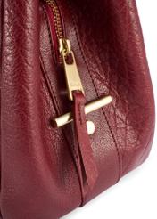 Dark red leather women's shopper bag TORES-0636D-4C(W26) - close-up detail, on white background.