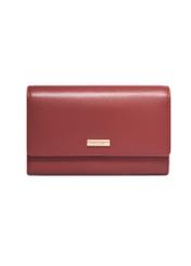 Red large leather women's wallet PORES-1024-3D(Z26), front product view on white background.