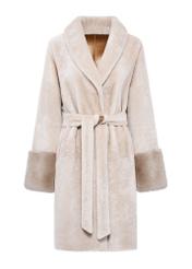 Leather beige double-sided women's sheepskin coat KOZDS-0081-5488(Z24)-01