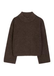 Dark brown oversize women's sweater SWEDT-0270-1I(Z26), front product view on white background.