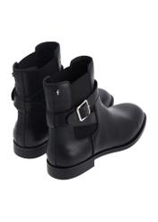 Black leather women's ankle boots BUTYD-1312-99(Z26), product view from the back on a white background.