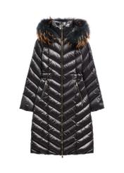Women's jacket with raccoon fur KURDT-0712-99(Z26), front product view on a light background.