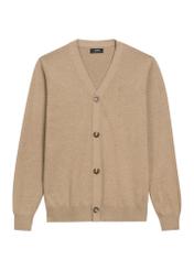 Men's cotton cardigan in camel color KARMT-0003A-1D(Z26)