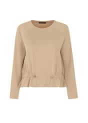 Beige women's ribbed sweatshirt BLZDT-0071-81(W22)-03