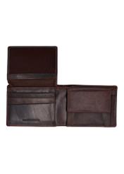 Brown leather men's wallet PORMS-0727-1I(Z26), interior view on a white background.