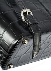 Black croco women's leather backpack TORES-1131-99(Z25), detail view of the product on white background.