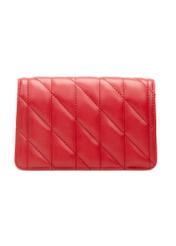 Small quilted women's handbag in red color TOREC-1150-4B(W26), product view from the back on a white background.