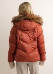 Women's rust-colored jacket with natural insulation (model KURDT-0619-3D(Z26)); rear view on a model, showing half of the figure.