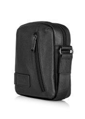 Black leather men's pouch TORMS-0439B-99(Z25) - diagonal product view on a white background.