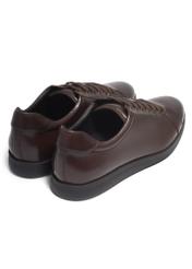 Brown men's leather shoes BUTYM-0513-1H(Z26), product view from the back on a white background.