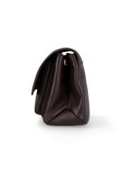 Dark brown leather women's shoulder bag TORES-1347-1I(Z26), product view from the side on a white background.