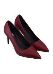 Red leather women's high heels BUTYD-1131A-4B(W26), diagonal view of the product on a white background.