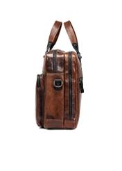 Brown leather men's bag TORMS-0100-1H(W26), side product view on white background.