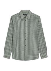 Dark green men's shirt with small checks KOSMT-0372-8C(Z26), front product view on white background.