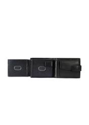 Black men's leather wallet PORMS-0011B-99(W25), interior view of the product on a white background.