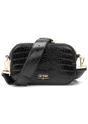 Black small women's croco handbag TOREC-1172-9G(W26), front product view on white background.