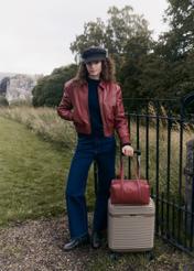 Women's leather jacket in red color KURDS-0624-3D(Z26)