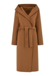 Women's long brown oversize coat PLADT-0052-24(W24)-05