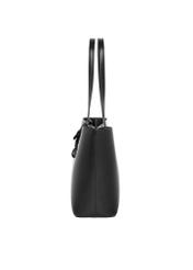 Black large women's handbag TOREC-1258-99(Z26), product view from the side on a white background.