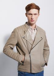 Beige leather men's ramon jacket KURMS-0294-1282(W23)-01