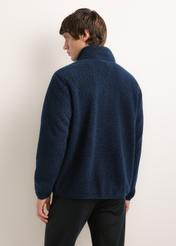Men's dark navy cotton sweatshirt BLZMT-0088-7E(Z26), back view on a model. Half of the figure is visible.