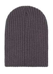 Men's gray winter hat CZAMT-0011-9B(Z26) - product view from the back, on a white background.