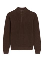 Dark brown men's sweater SWEMT-0175-1I(Z26), front product view on white background.