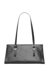 Black leather women's shoulder bag TORES-1429-99(Z26). Front view on a white background.