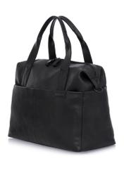 Men's black leather travel bag TORMS-0421A-99(Z25) - diagonal product view on white background.