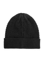 Men's black herringbone cap CZAMT-0057-99(Z25)