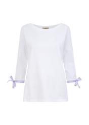 White women's blouse with binding BLUDT-0126-11(W23)-05