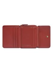 Small women's leather wallet in red color PORES-1025-3D(Z26), product view inside on white background.