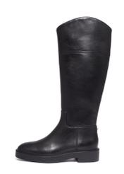Black leather women's boots BUTYD-1288-99(Z26), side view of the product on a white background.