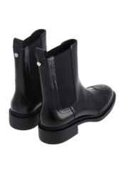 Women's black leather Chelsea boots BUTYD-1301-9F(Z26), product view from the back on a white background.