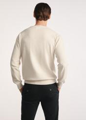 Beige cotton men's sweater SWEMT-0114A-80(Z25), product view from the back on the model, half of the silhouette visible.