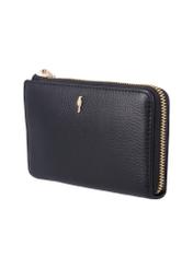 Black leather women's wallet PORES-0994-9I(Z26), diagonal product view on white background.