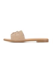 Women's suede flip-flops in cool beige color BUTYD-1255-1K(W26), side view of the product on a white background.