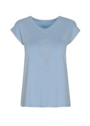 Light blue Women's T-shirt with applique TSHDT-0066-62(W22)-03