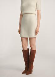 Women's wool mini skirt SPCDT-0118-12(Z25), front product view on model. Half of the silhouette visible.