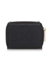 Small black women's wallet with monogram POREC-0349A-99(Z25), back view of the product on a white background.