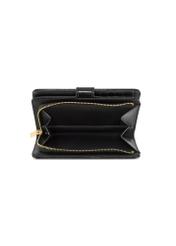 Black women's wallet with monogram POREC-0420-98(Z25) - top view of the product on a white background.